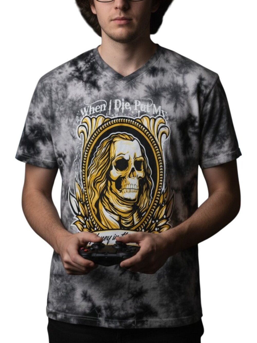 NWOT Ben Franklin Skeleton Tie-Dye T-Shirt Men's XL Gothic Punk Streetwear